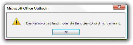 Kennwort falsch oder Benutzer-ID nicht erkannt.